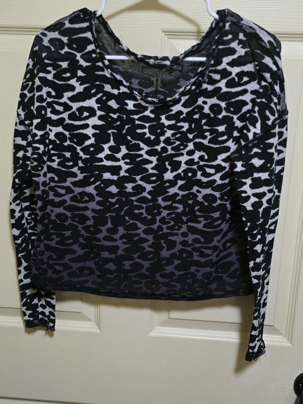 Miss Me Black & Purple Leopard Ombre Long Sleeve Top
